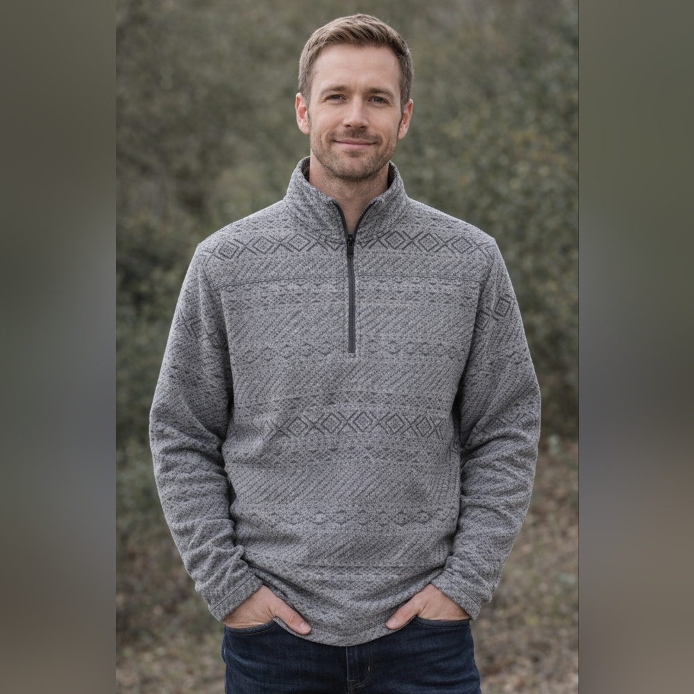 2/$20 Men's Patterned Gray Zip-Up Sweater